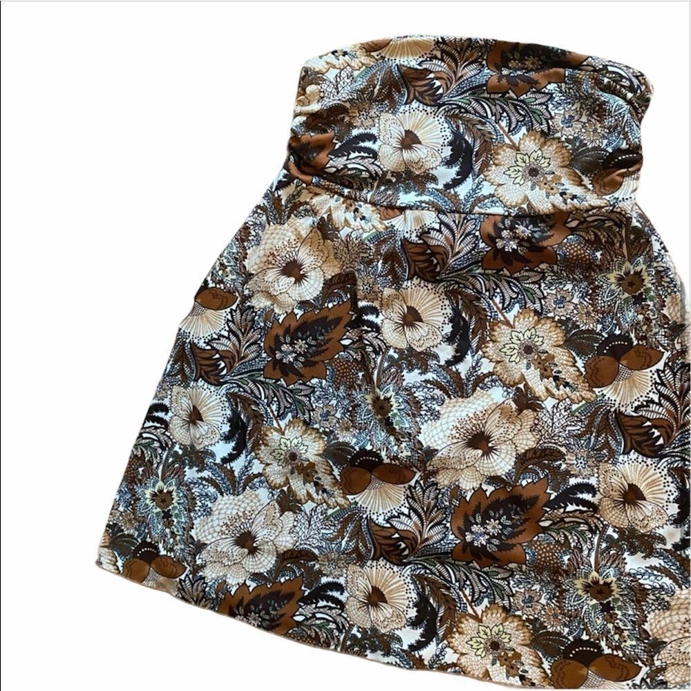 Love Me Kiss Me - floral boho bohemian A-line skirt - fall brown - medium m - Picture 2 of 4